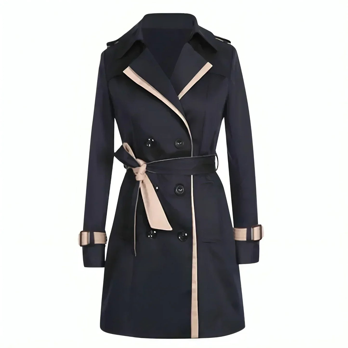 Damen Trenchcoat Klassisch Doppelpanel