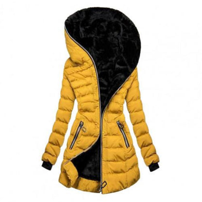 Winterjacke Damen Gepolstert Warm Kapuzenjacke Lang