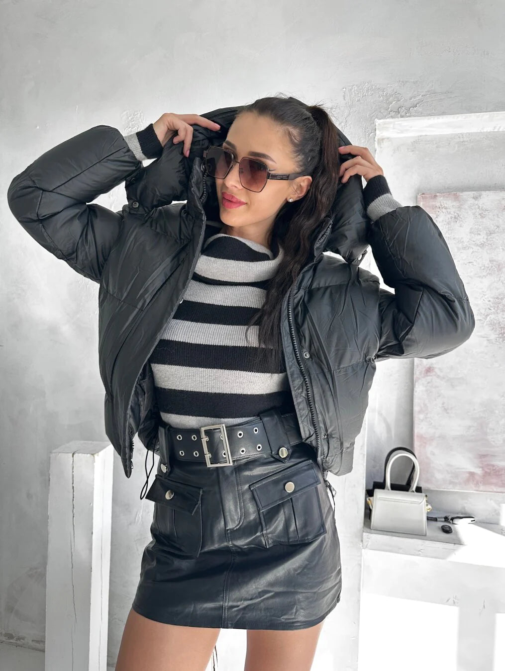 Damen Pufferjacke Warm Gefüttert Glänzend - IdealeKleiden