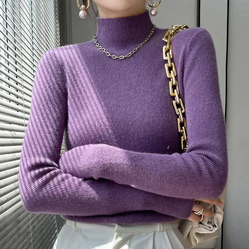 Damenschal Strickpullover Langärmlig Elegent