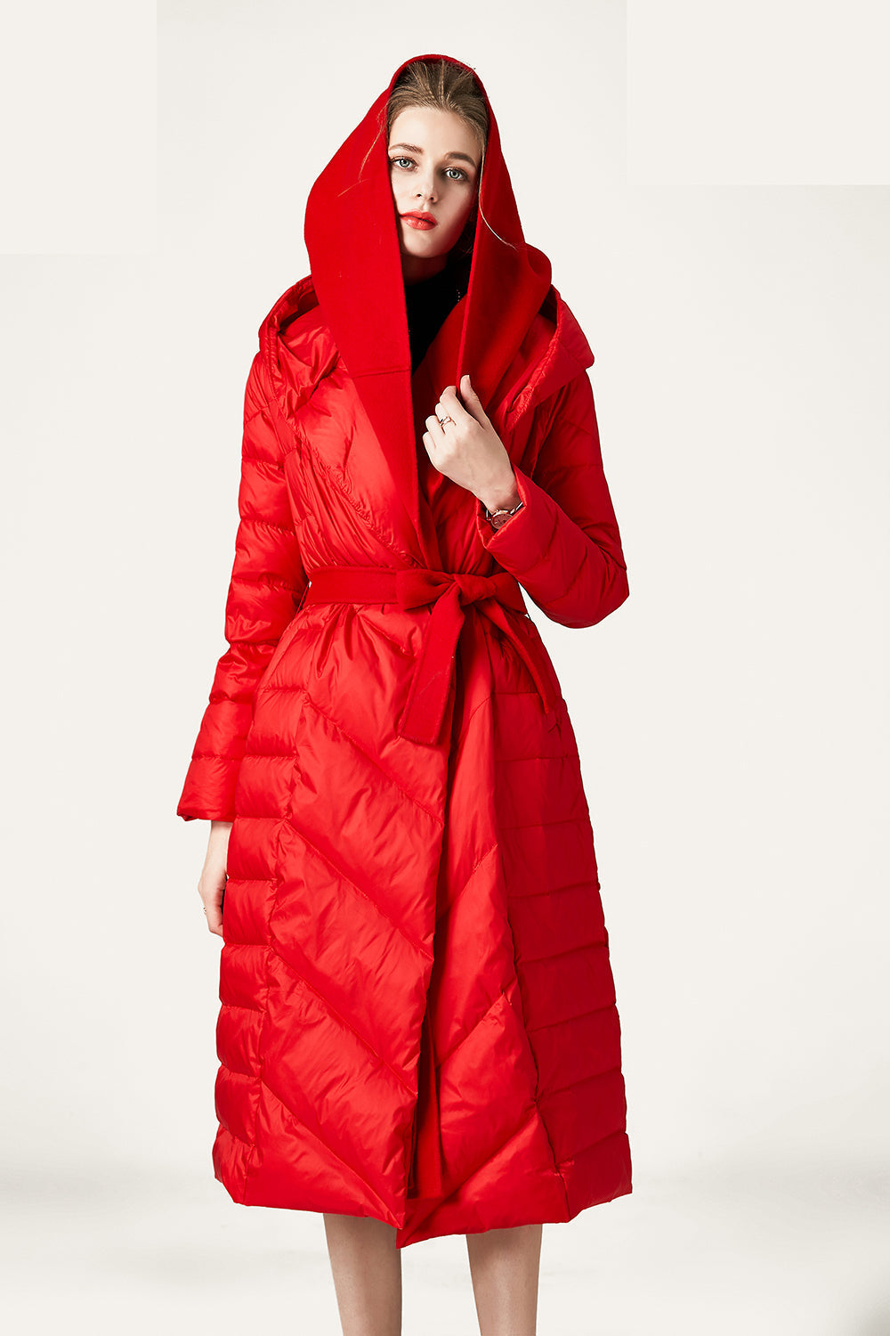Damen Winterjacke Lang Wattierte Faux-Fur Parka