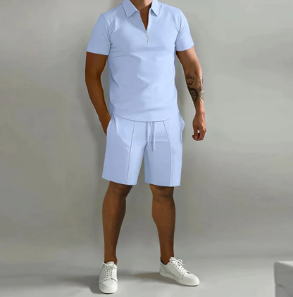 Herren Poloshirt Shorts Set Sommer