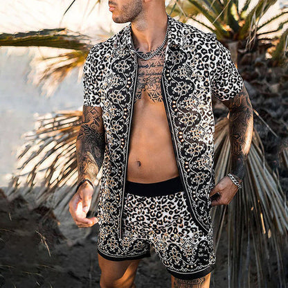 Sommer-Zweiteiler Kurzarm Hemd Shorts Set