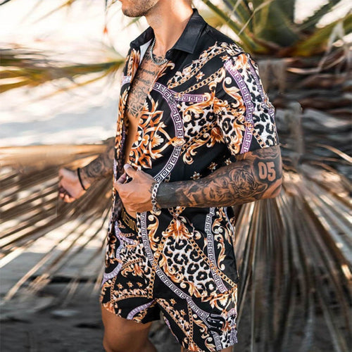 Sommer-Zweiteiler Kurzarm Hemd Shorts Set