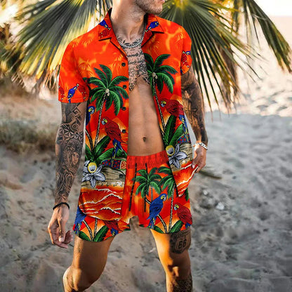 Herren Sommer Set Kurzarmshirt und Shorts - IdealeKleiden