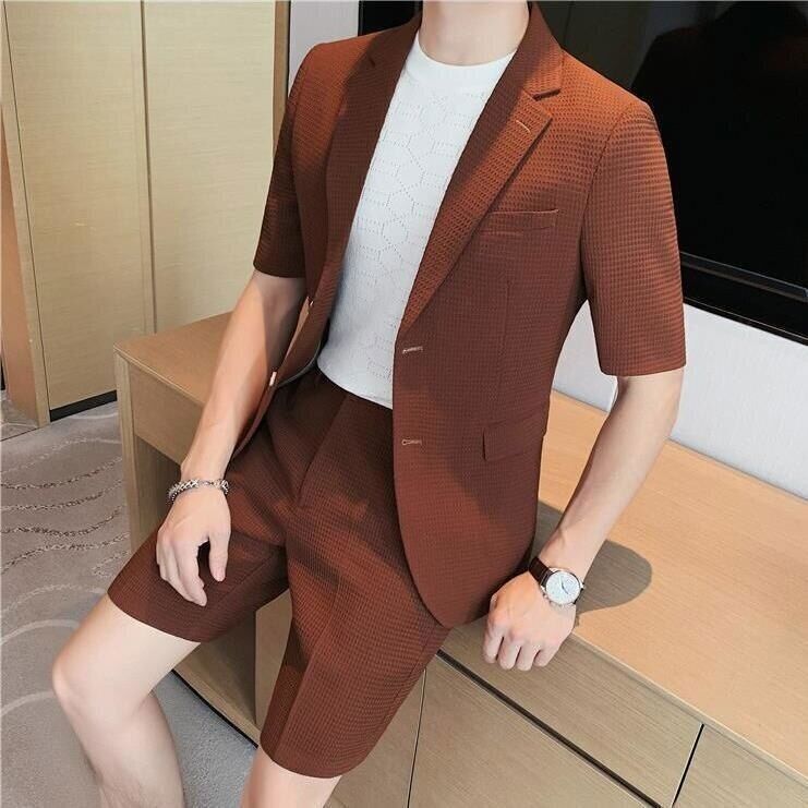 Stilvoller Herren Blazer Kurzarm Anzug Set