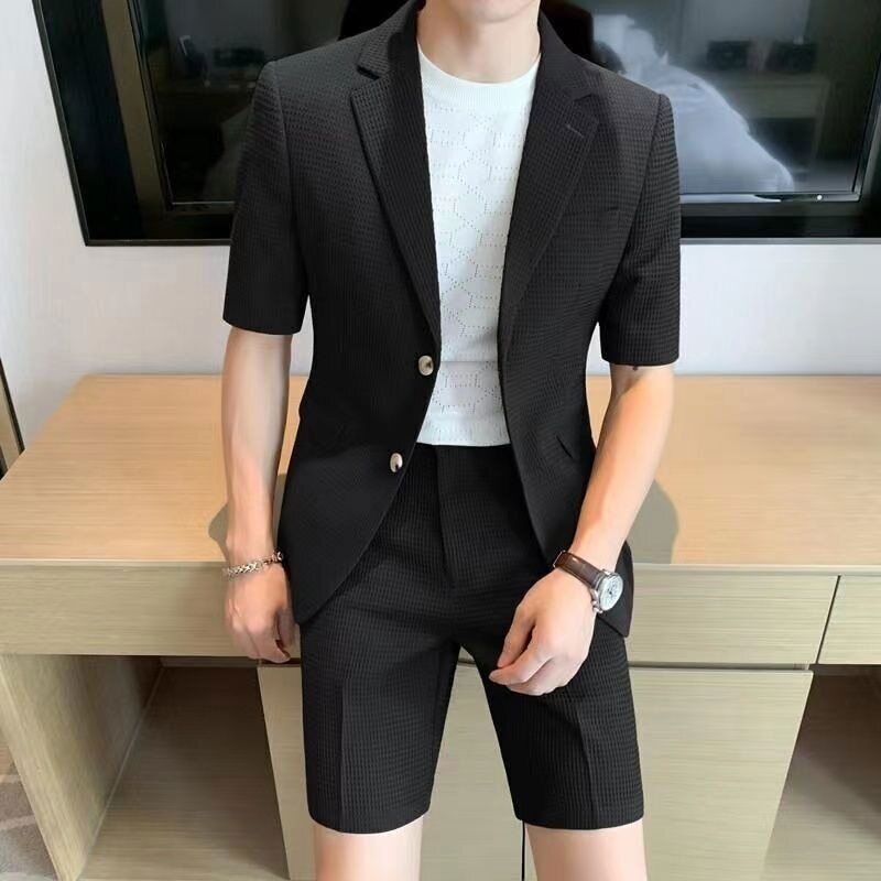 Stilvoller Herren Blazer Kurzarm Anzug Set