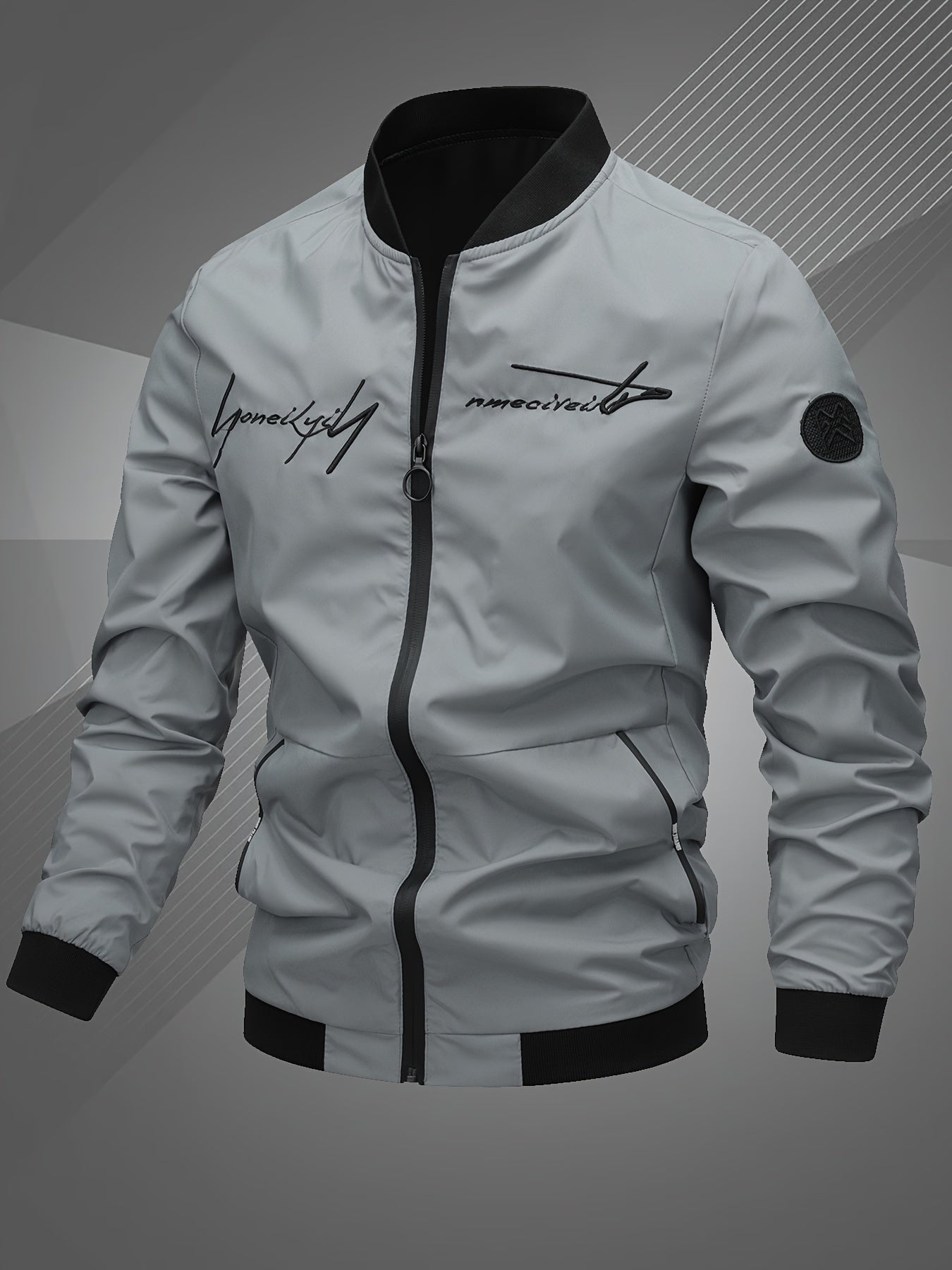 Stylische Herren Bomberjacke mit Monogramm Stickerei