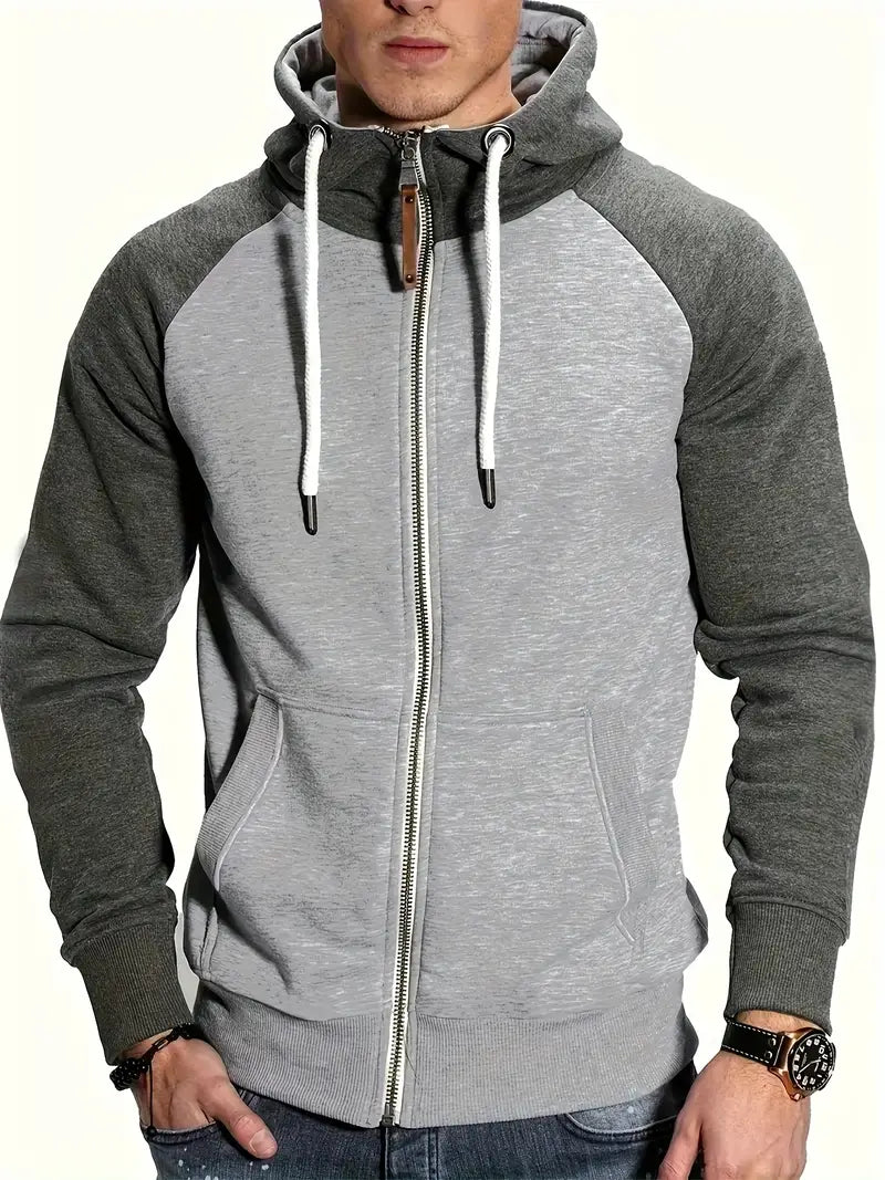 Herren Pullover Langarm Kapuze Reißverschluss