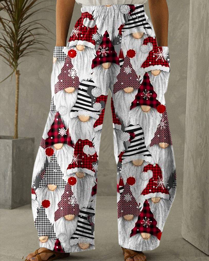 Weihnachtshose Freizeit Hose Mit Festlichem Druck