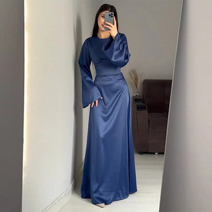 Elegantes Damen Maxikleid Langärmlig Tailliert
