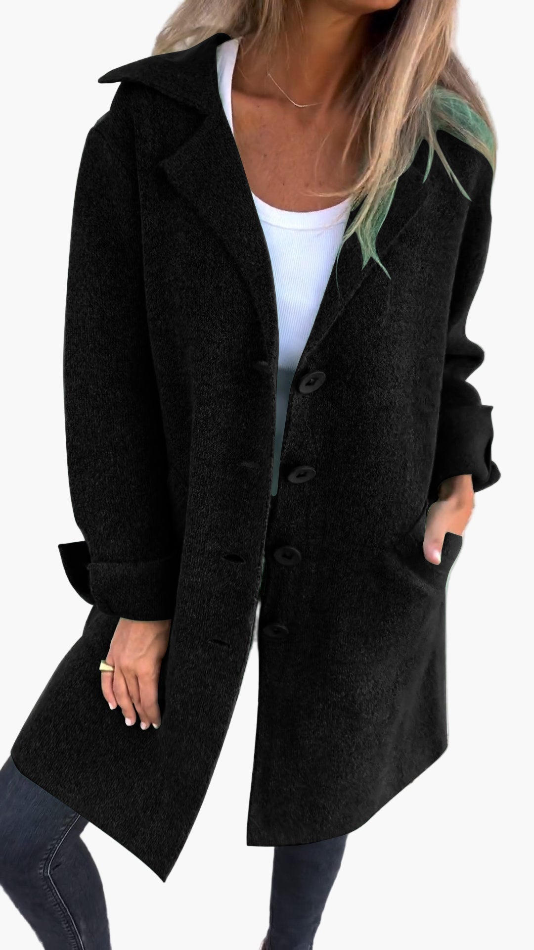 Lange Damenjacke Elegant Schwarz Büro
