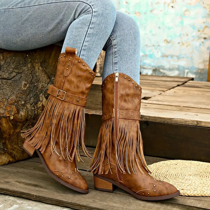 Western Stiefel Damen Vintage Look Quaste