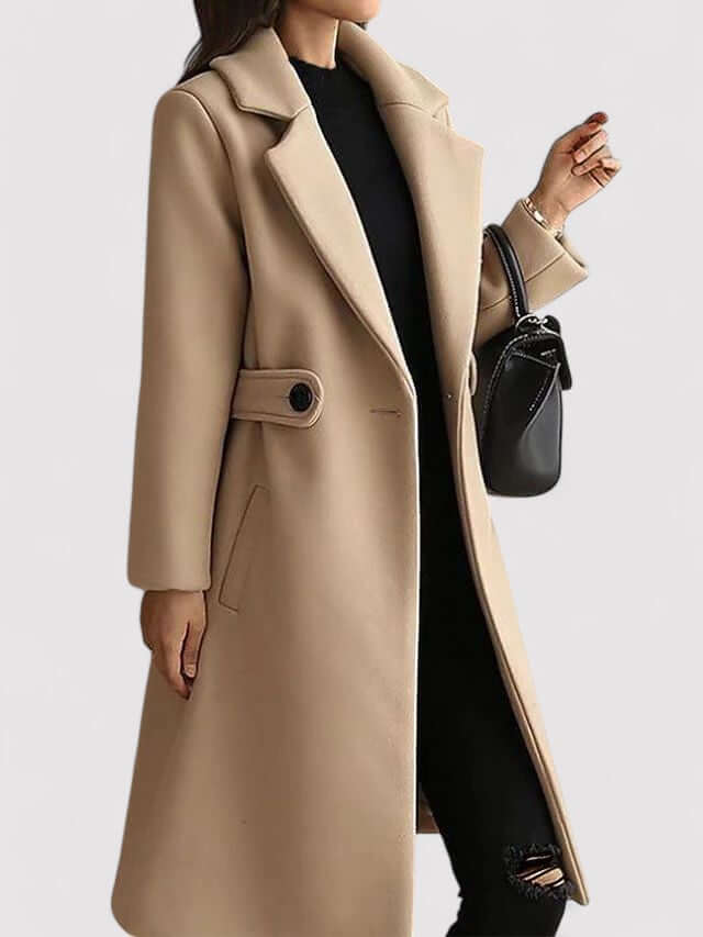 Warme Wintermantel Damen Wollmantel mit Gürtel - IdealeKleiden
