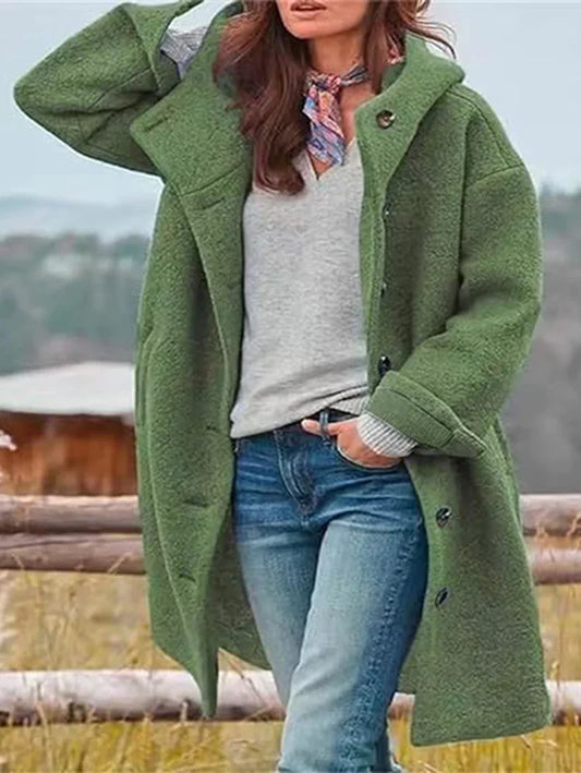 Warme Wolljacke Damen Kapuze - IdealeKleiden