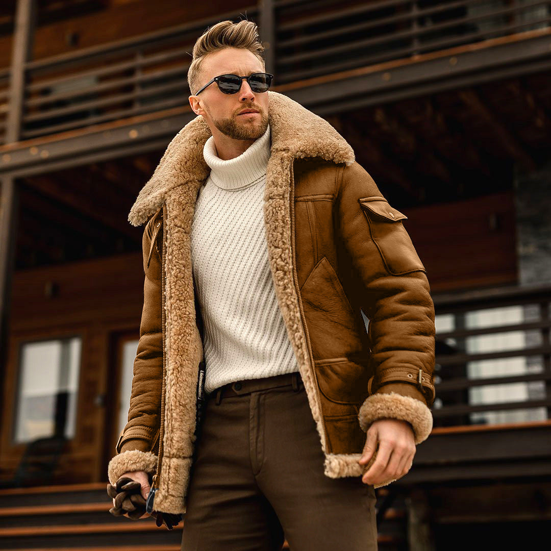 Herren Lederjacke Aviator Style