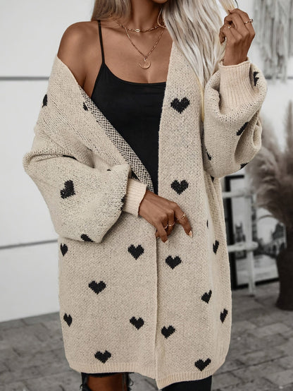 Weiche Strickjacke Herz Muster Damen