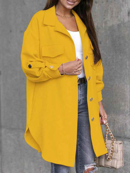 Lange Damenjacke Modern Wollkragen