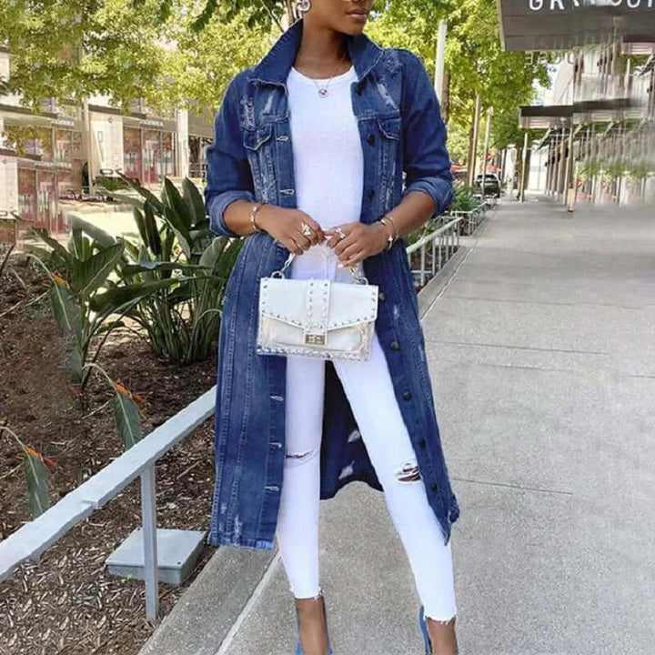 Moderner Denim Trenchcoat Relaxed Fit Damenschuhe nicht enthalten, nur: 
Trenchcoat Denim Elegant Relaxed Fit
