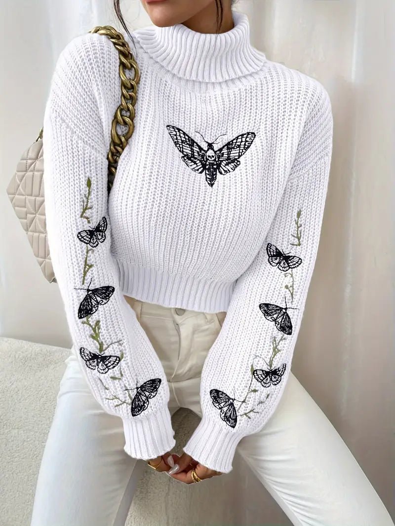 Modischer Damenpullover Schmetterling Muster