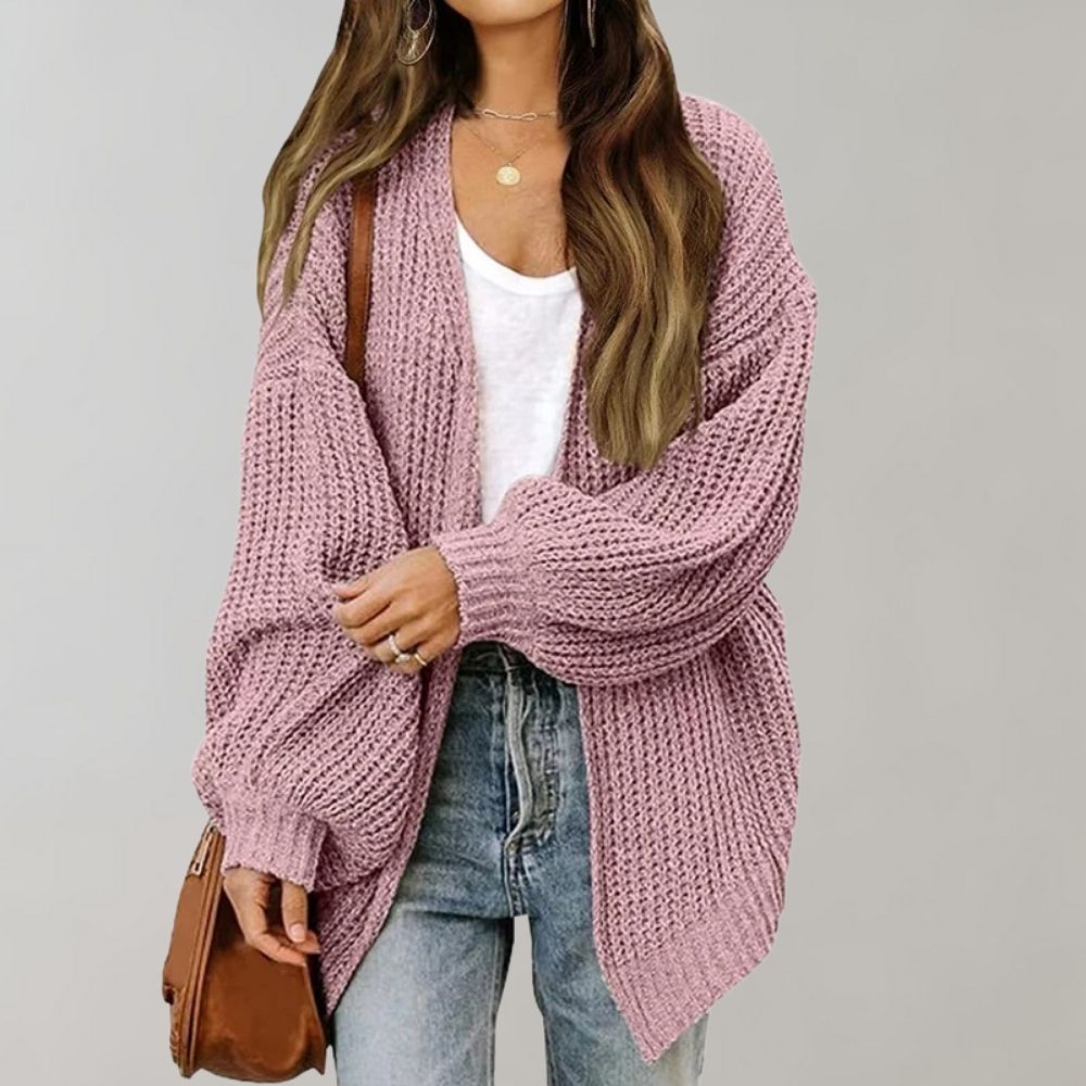 Modischer Strickcardigan Oversized Bischofsärmel