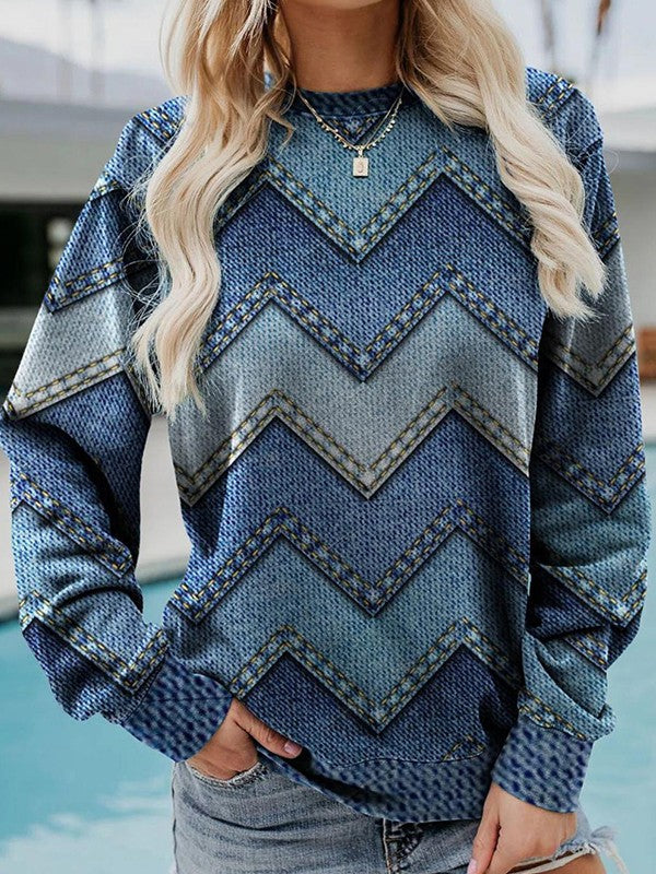 Stylischer Pullover Geometrisches Muster Rundhals
