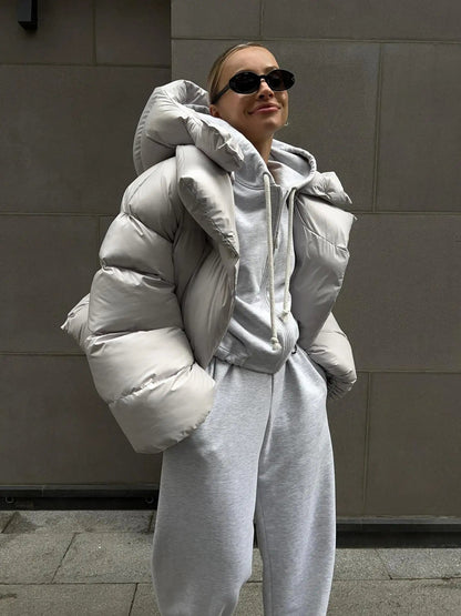 Elegante Daunenjacke Wintermodell Damen - IdealeKleiden