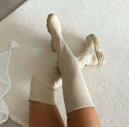 Hohe Strickstiefel Damen Schick