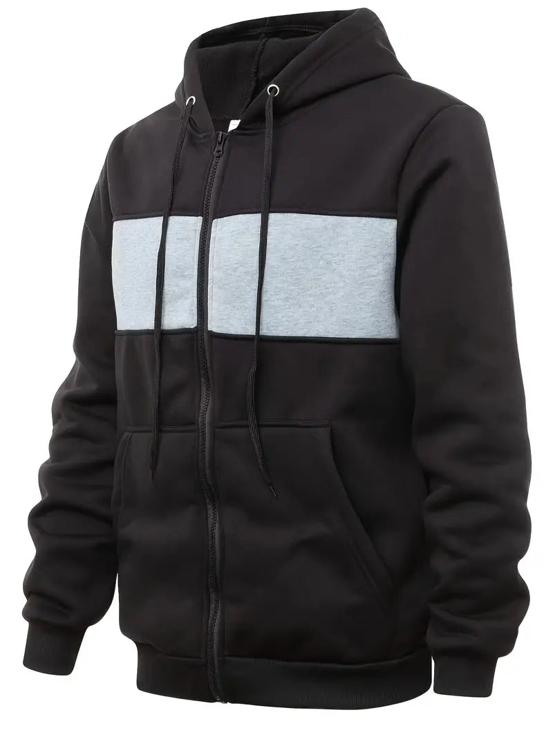 Kapuzenpullover Modern Farbblock Design Reißverschluss - IdealeKleiden