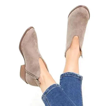 Stilvolle Stiefeletten V-Ausschnitt Spitze Zehen Reißverschluss
