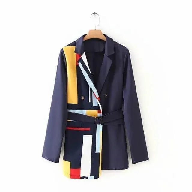 Modischer Damenblazer Lässig Patchwork Stil
