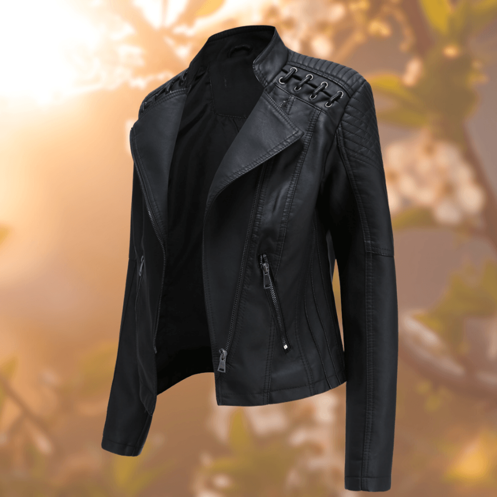 Elegante Damen Lederjacke Trendy - IdealeKleiden