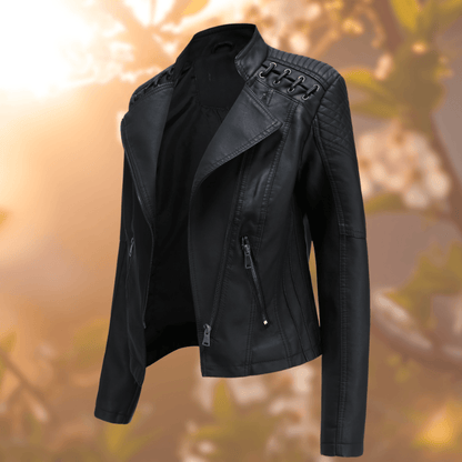 Elegante Damen Lederjacke Trendy - IdealeKleiden