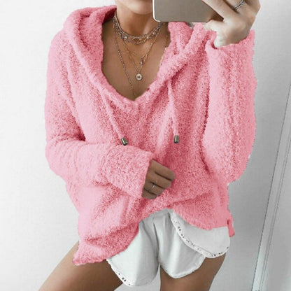 Weiche Damen Hoodie Teddy Sweatjacke
