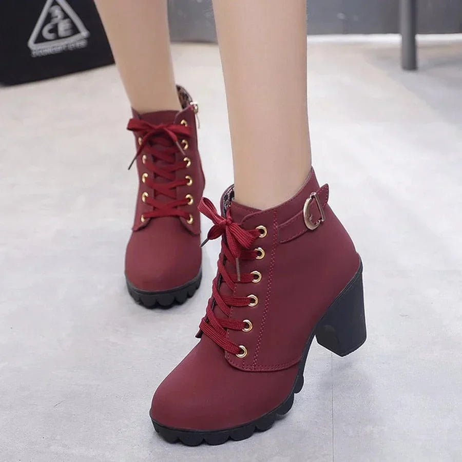 Herbst Stiefeletten Damen Schnürschuhe Modern