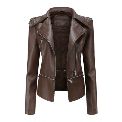 Damen Motorradjacke Slim Fit Kunstleder