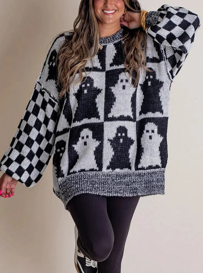 Karierte Strickpullover Damen
