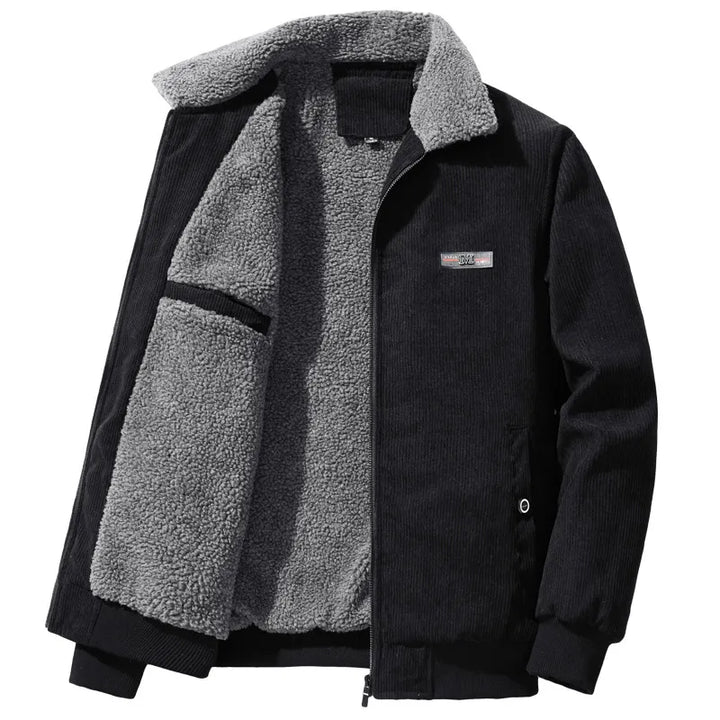 Herren Wintermantel Gerippt Fleece Isolierung Stehkragen