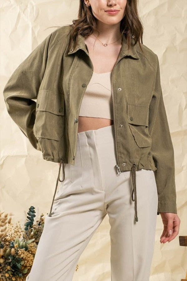 Karierte Damenjacke Zwei-Taschen-Design