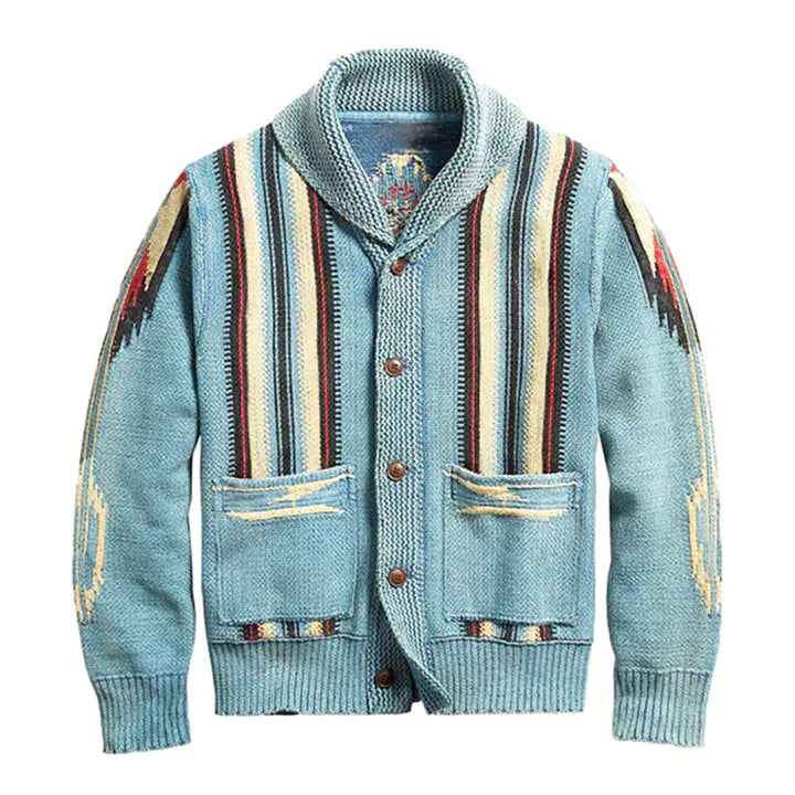 Herren Strickjacke Vintage Look Jacquard