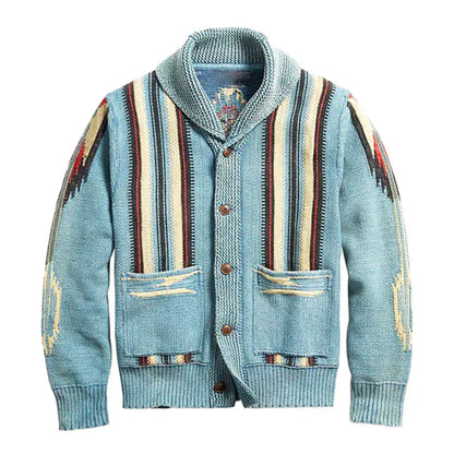 Herren Strickjacke Vintage Look Jacquard