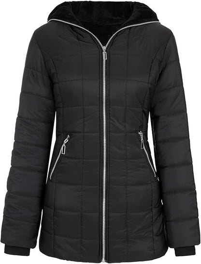 Warmes Winterkleid | Gefütterte Kapuzenjacke Damen - IdealeKleiden