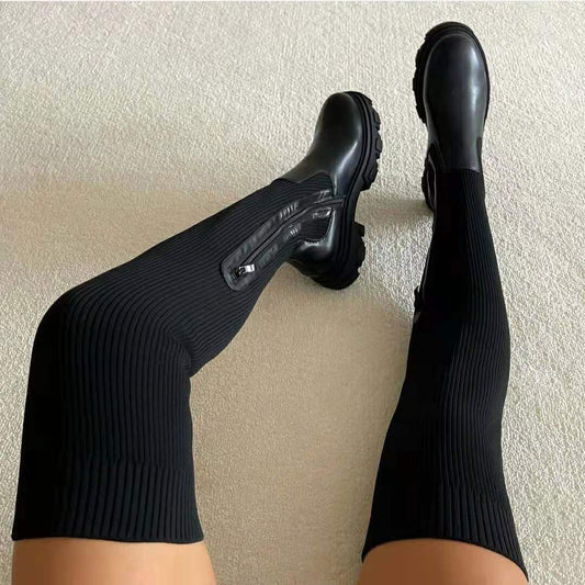 Kniehohe Stiefel Chic Damenschuhe - IdealeKleiden