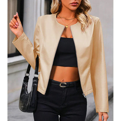 Lederjacke Slim Fit Kurz Modernes Design