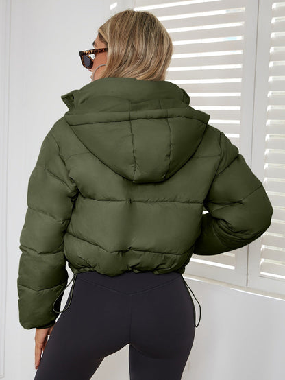 Frauen Winterjacke Taillierte Kapuze Schnüren - IdealeKleiden