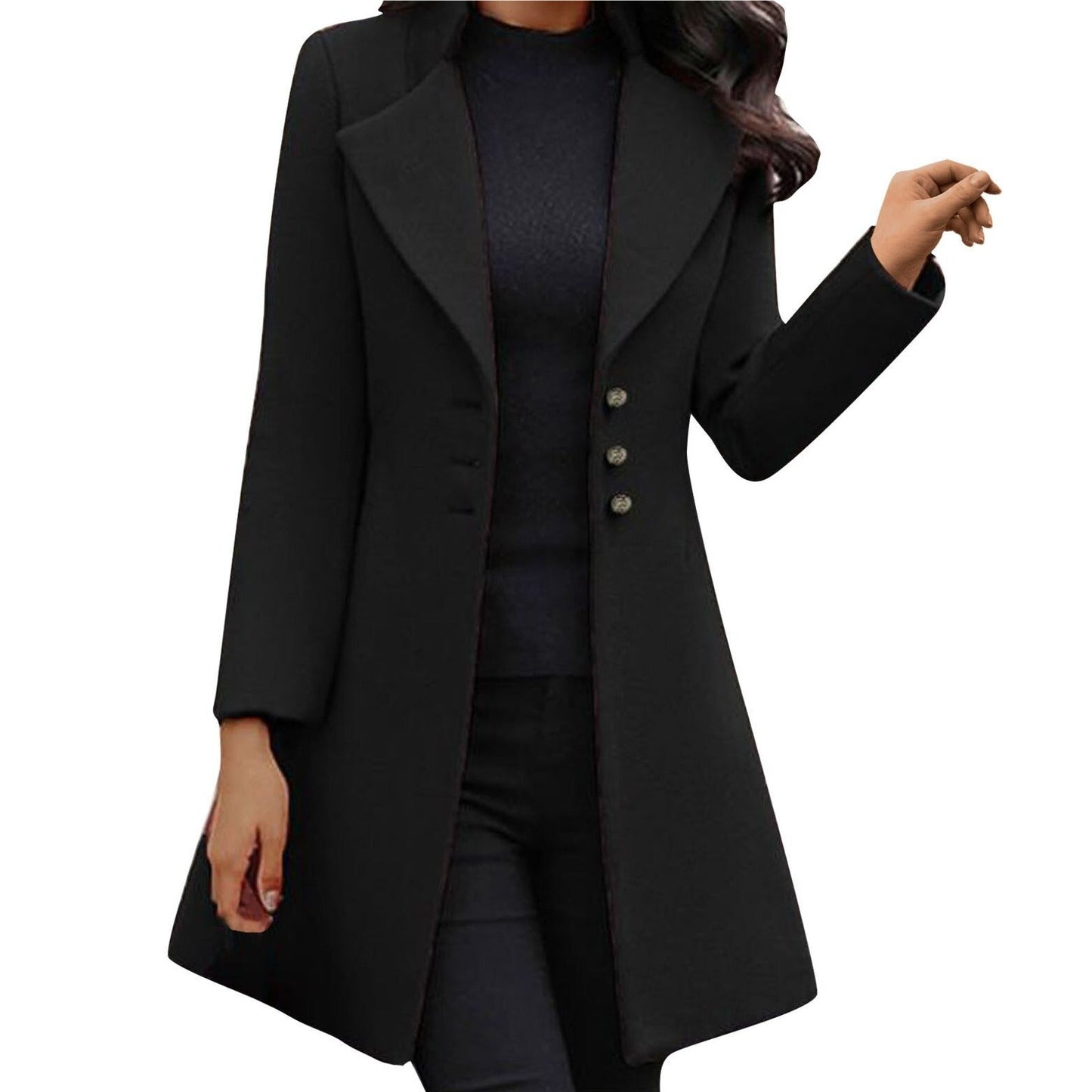 Damen Wollmantel Langärmlig Elegant - IdealeKleiden