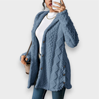 Weicher Plüsch Pullover Kapuzencardigan Damen