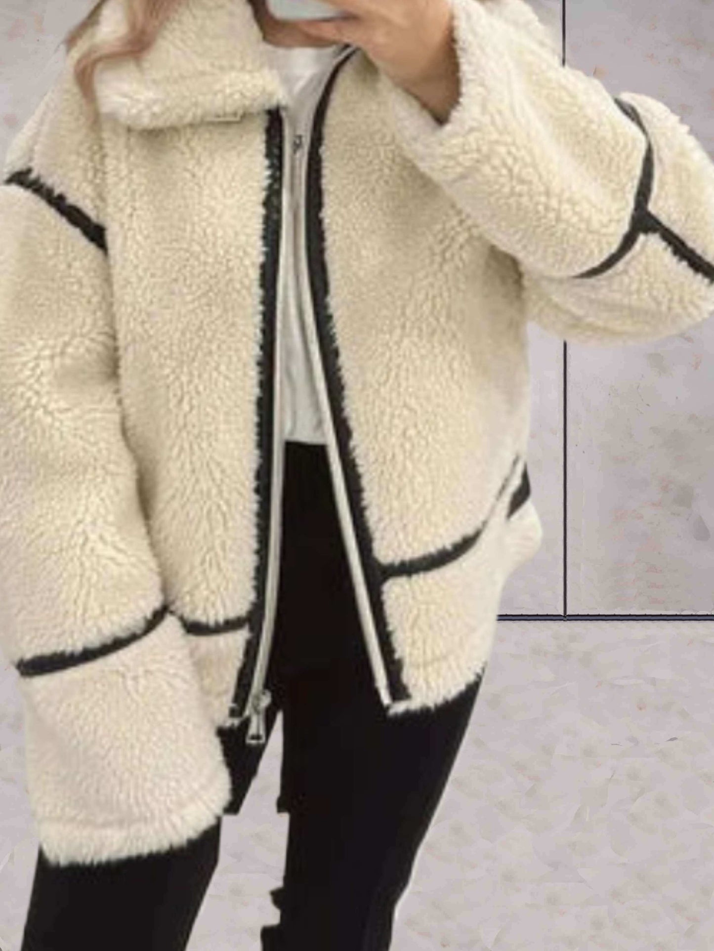 Damen Oversized Fleece Jacke Warm Bequem