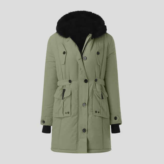 Damen Winterparka Luxus Kunstfell Mantel