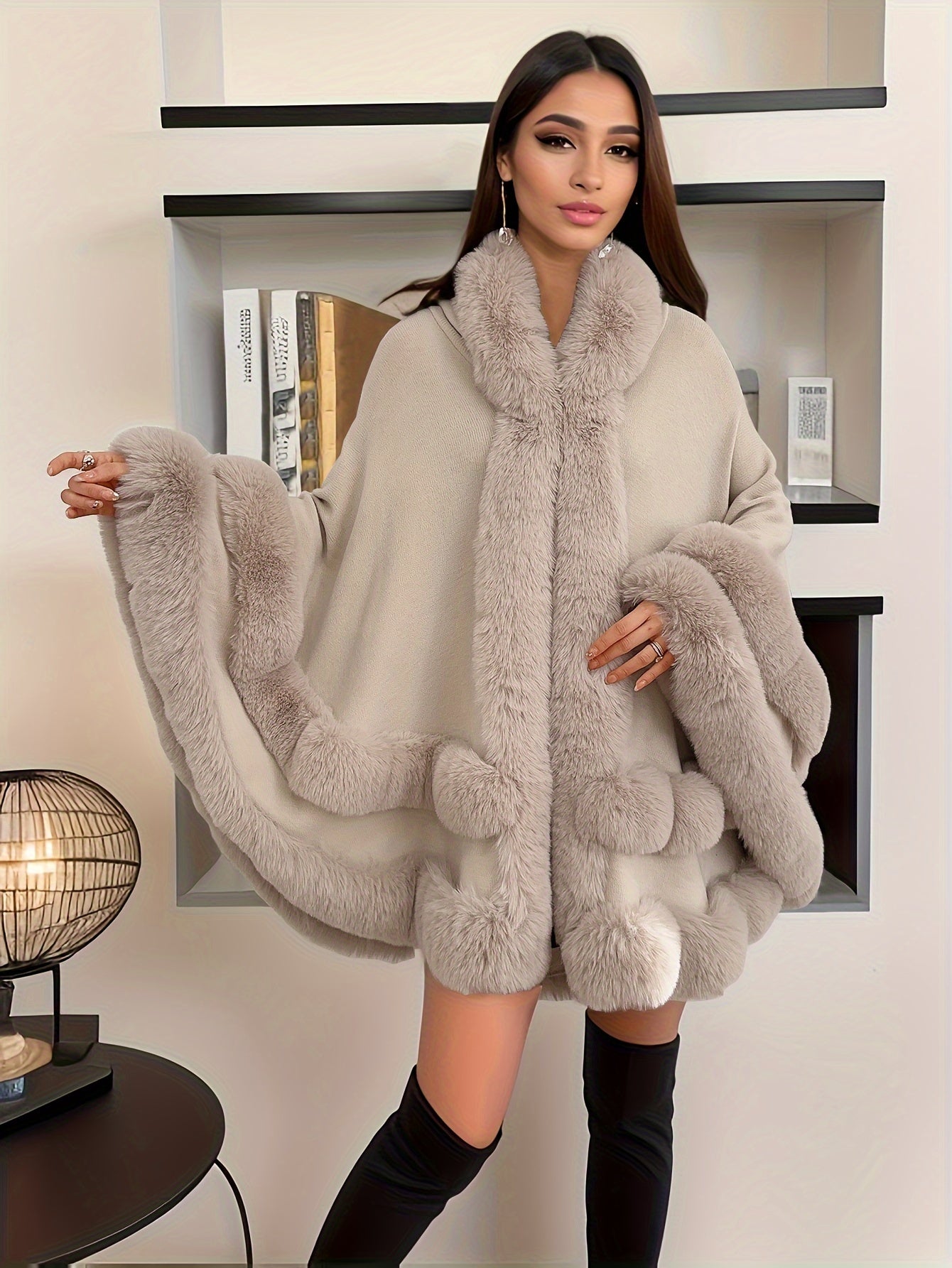 Weiche Oversized Frauenjacke Faux Fell Mantel